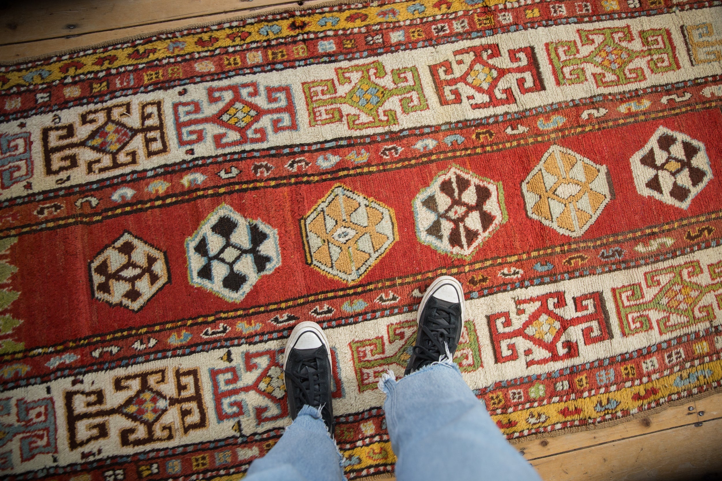 3.5x10 Antique Kazak Rug Runner by Old New House® - product image 2 for Resin Society