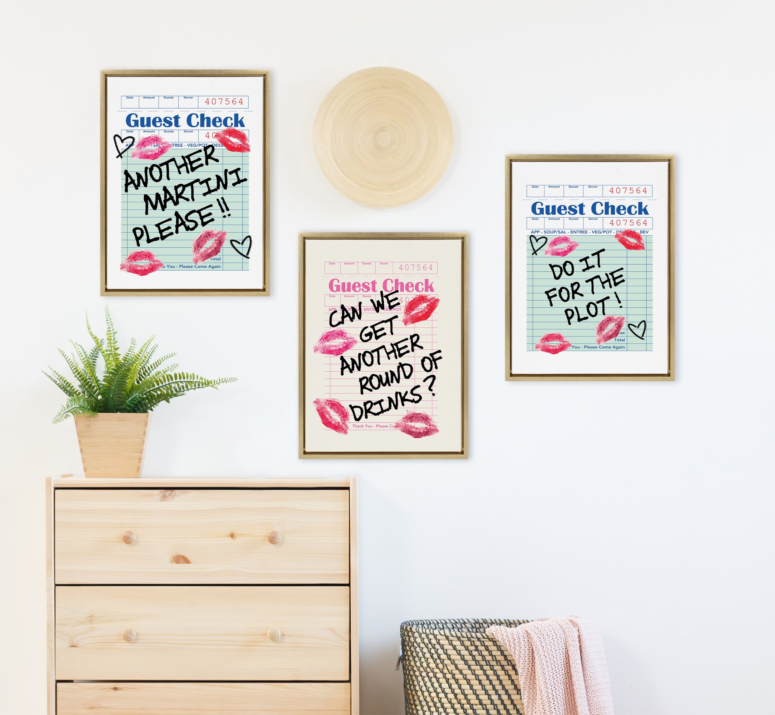 Sylvie Another Round Guest Check Framed Canvas by Alli Standefer