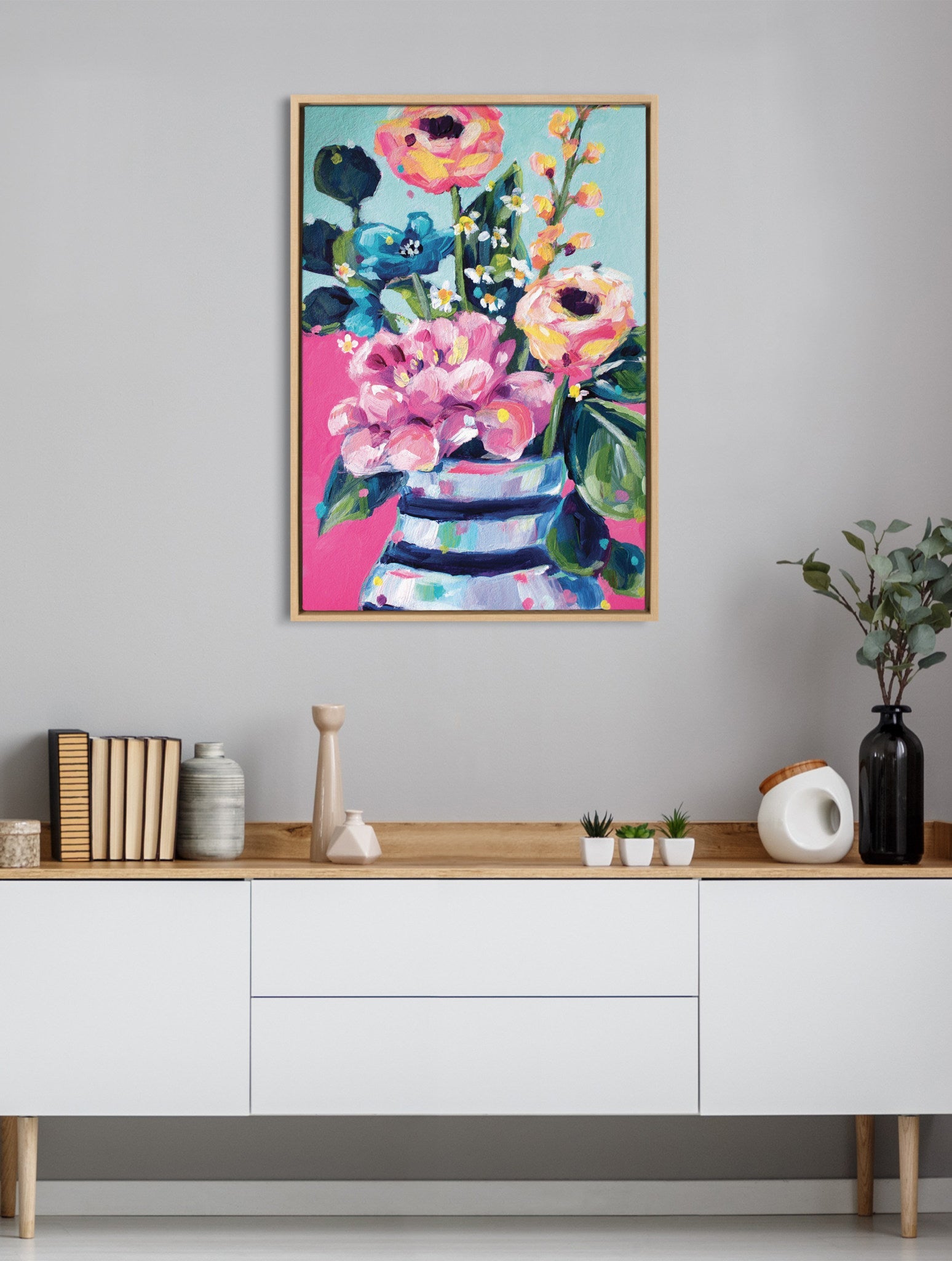 Sylvie Miss Mabel's Summer Bouquet Framed Canvas by Rachel Christopoulos by kateandlaurel - product image 7 for Resin Society