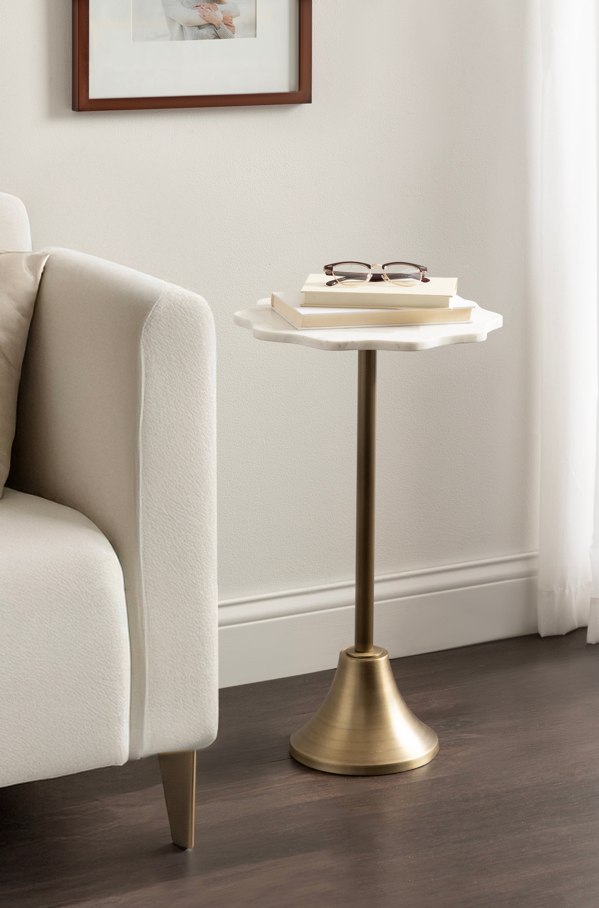 Sanzo Scalloped Marble and Metal Table