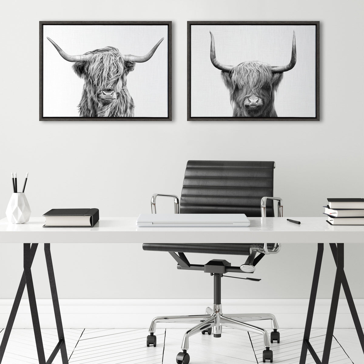 Sylvie Highland and Highland Cow 2 Framed Canvas by kateandlaurel - product image 4 for Resin Society