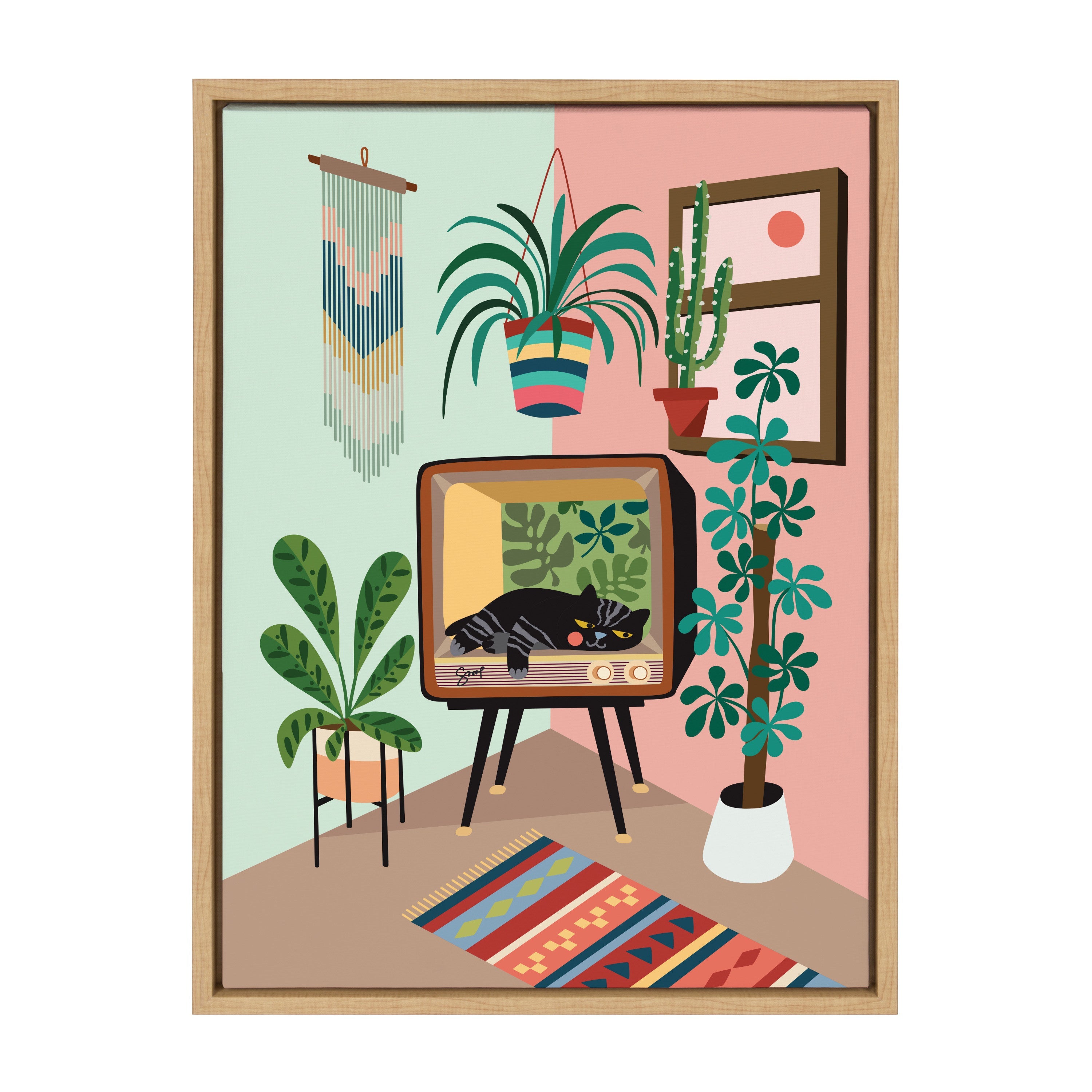 Sylvie TV Cat Bed Framed Canvas by kateandlaurel - product image 7 for Resin Society