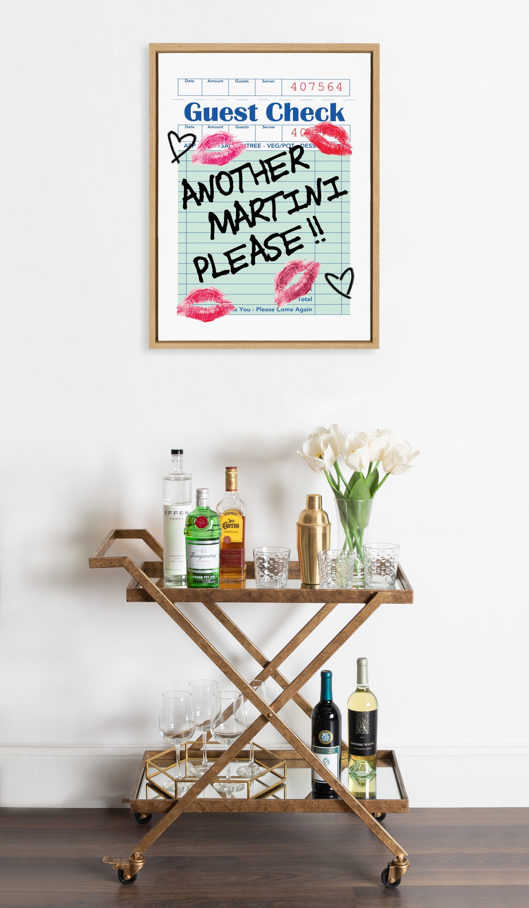 Sylvie Another Martini Guest Check Framed Canvas by Alli Standefer