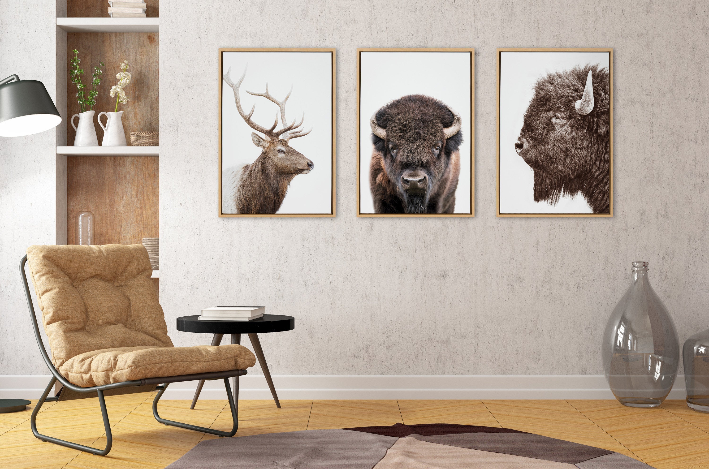 Sylvie Bison Portrait Framed Canvas by Amy Peterson Art Studio