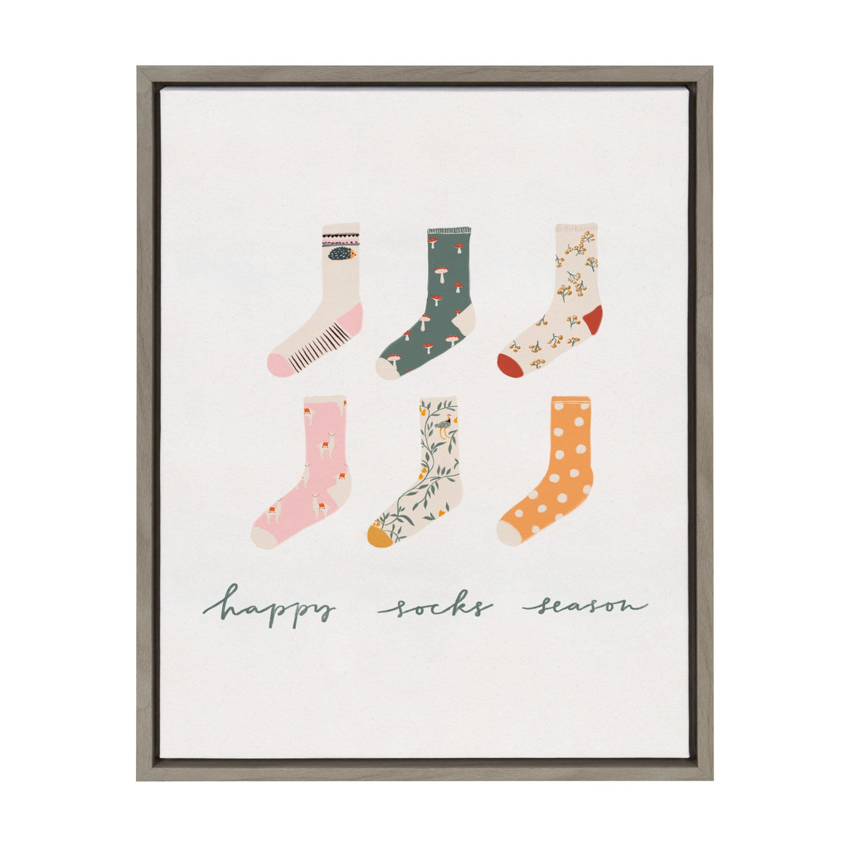 Sylvie Happy Sock Season Framed Canvas by kateandlaurel - main product image for Resin Society