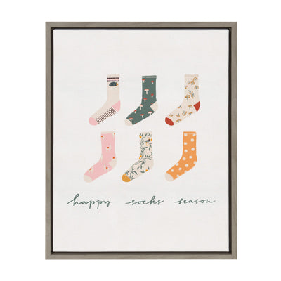 Sylvie Happy Sock Season Framed Canvas by kateandlaurel - main product image for Resin Society