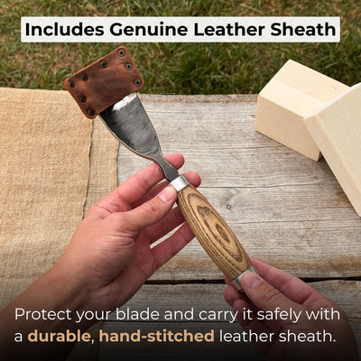 Hand-forged curved bowl gouge with ash wood handle for wood carving