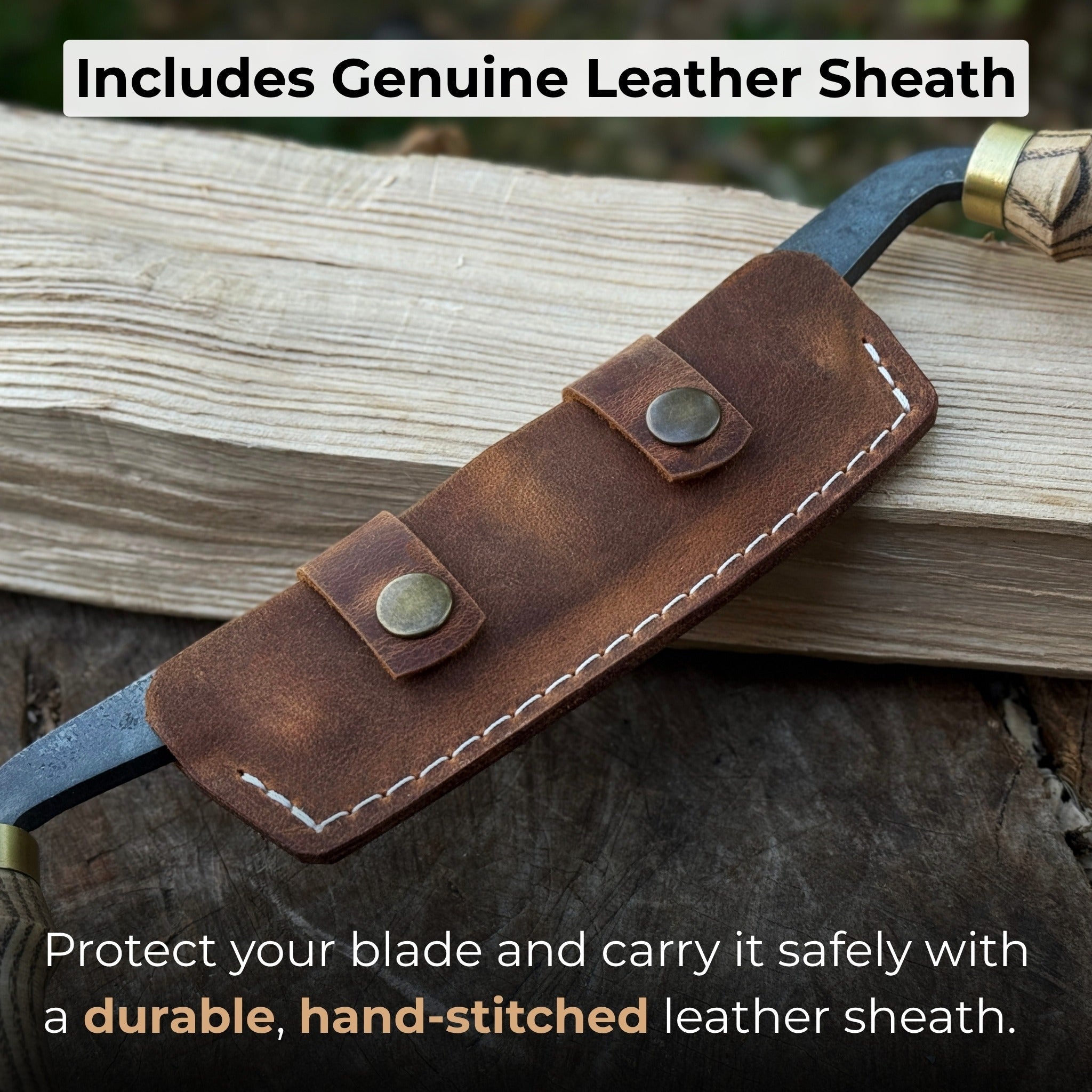 Curved draw knife with 10.5 cm cutting edge and ash wood handle by Sharky Forged Steel Tools