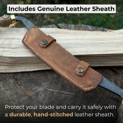 Curved Draw Knife with 14.5 cm cutting edge and ash wood handle by Sharky Forged Steel Tools