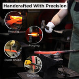 Hand-forged curved draw knife with 25.5 cm cutting edge and ergonomic ash handle