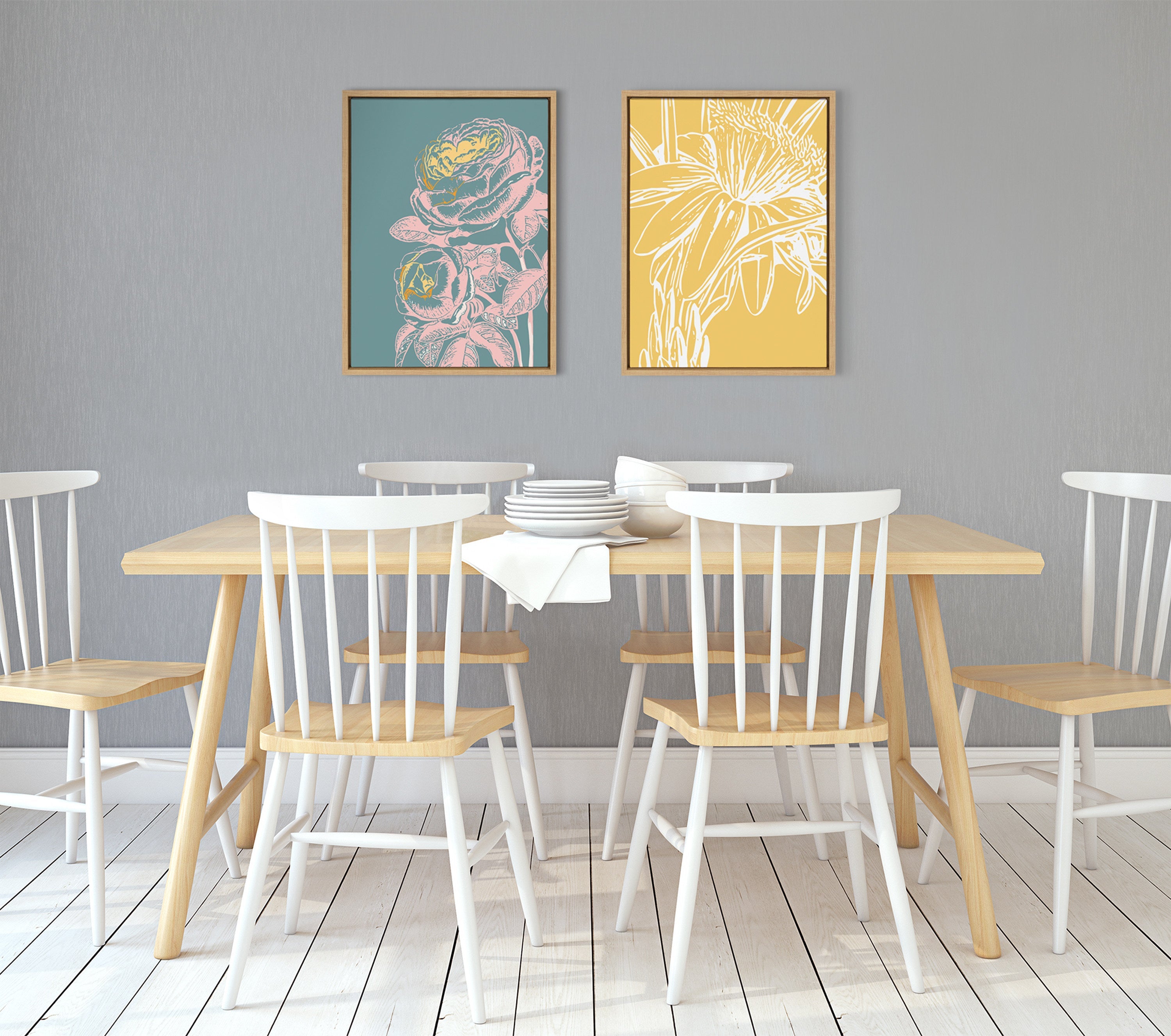 Sylvie Floral in Teal Framed Canvas by kateandlaurel - product image 11 for Resin Society