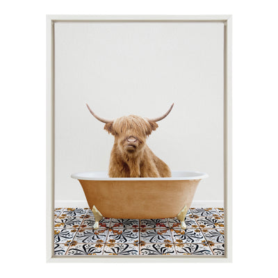 Sylvie Highland Cow In Mediterranean Bath Framed Canvas by kateandlaurel - product image 8 for Resin Society
