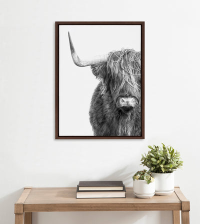Sylvie B&W Highland Cow No. 1 Framed Canvas by Amy Peterson Art Studio