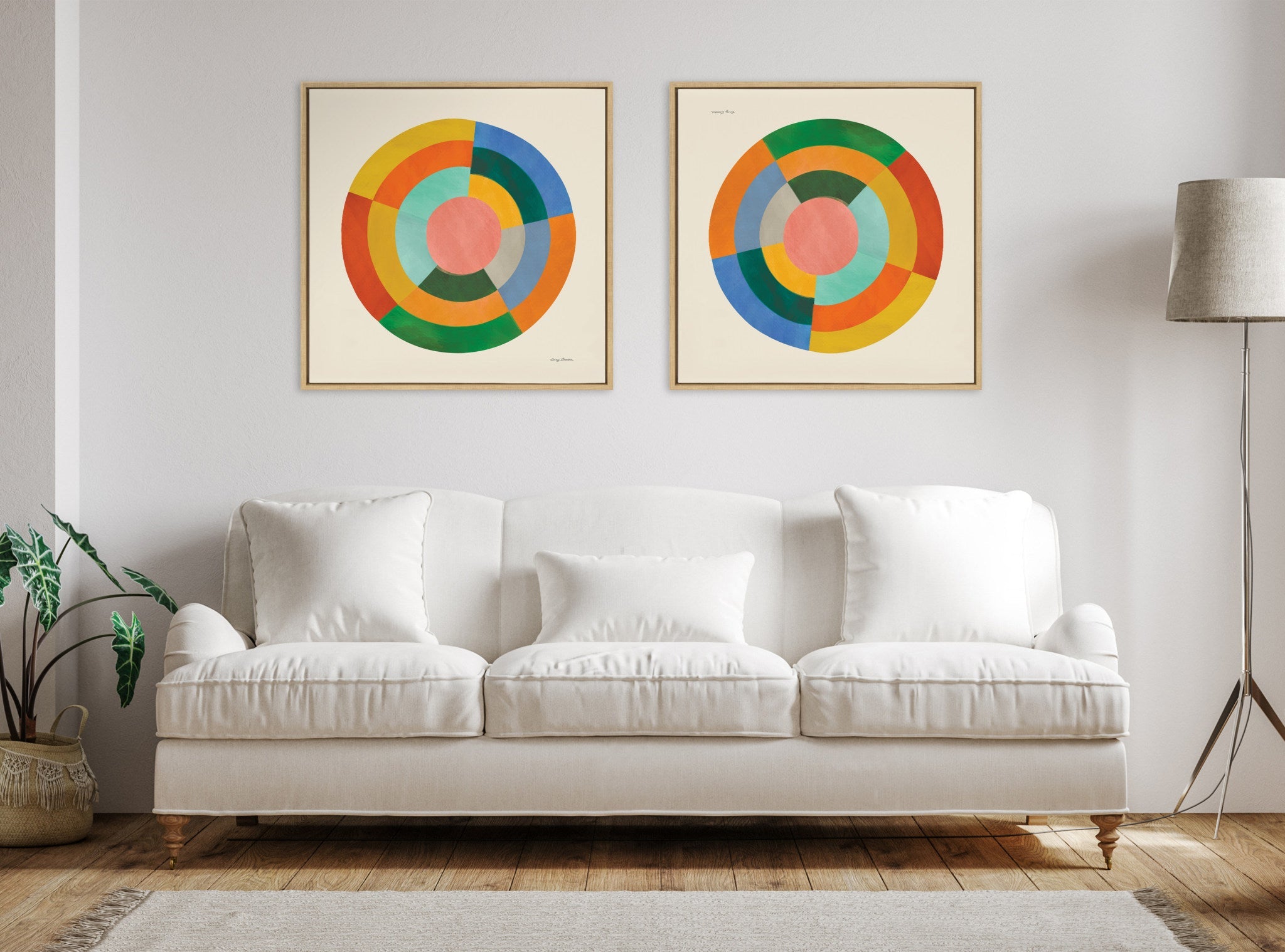 Sylvie Colorwheel Cream Framed Canvas by Carey Copeland
