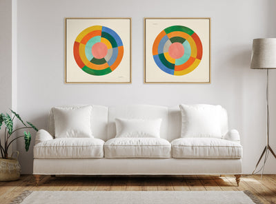 Sylvie Colorwheel Cream Framed Canvas by Carey Copeland