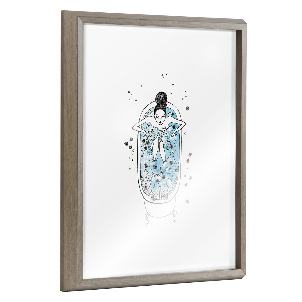 Blake Girl in a Bath Framed Printed Glass by Viola Kreczmer by kateandlaurel - main product image for Resin Society