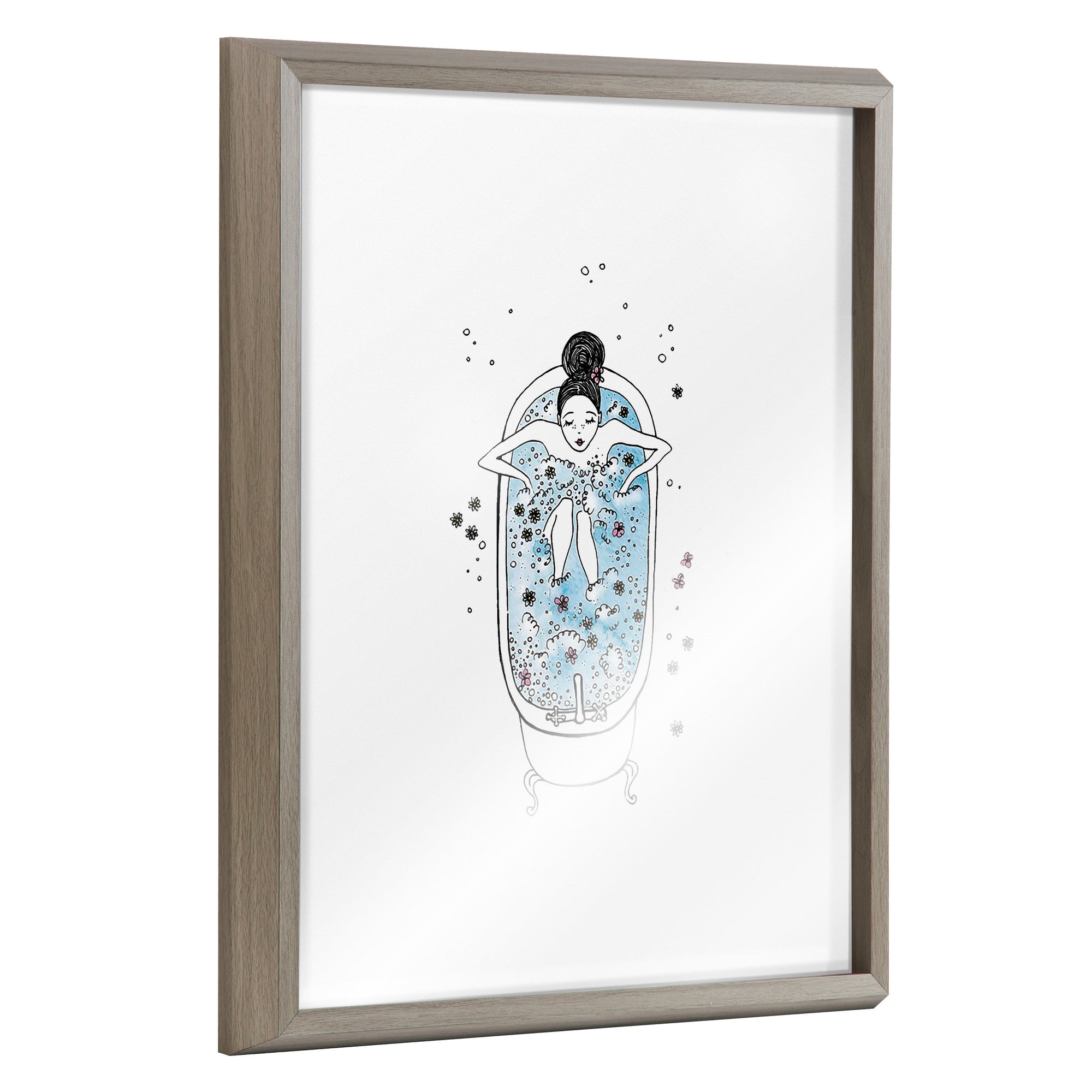 Blake Girl in a Bath Framed Printed Glass by Viola Kreczmer by kateandlaurel - main product image for Resin Society