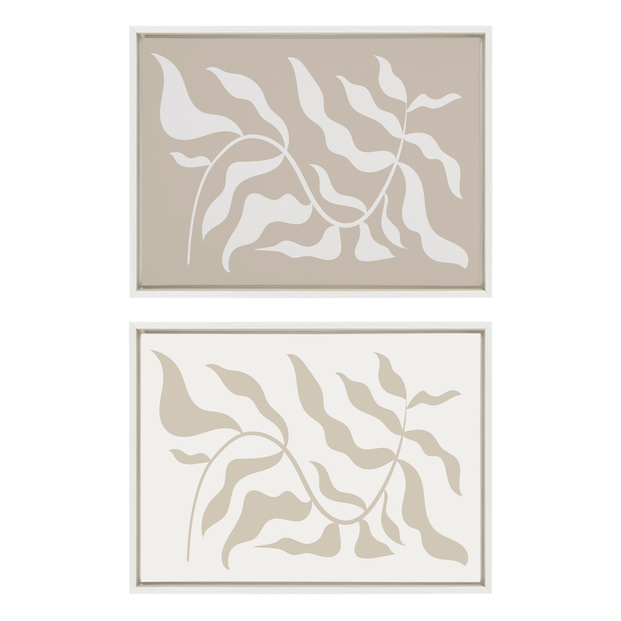 Sylvie Modern Matisse Inspired Botanical White on Beige and Beige on by kateandlaurel - product image 2 for Resin Society