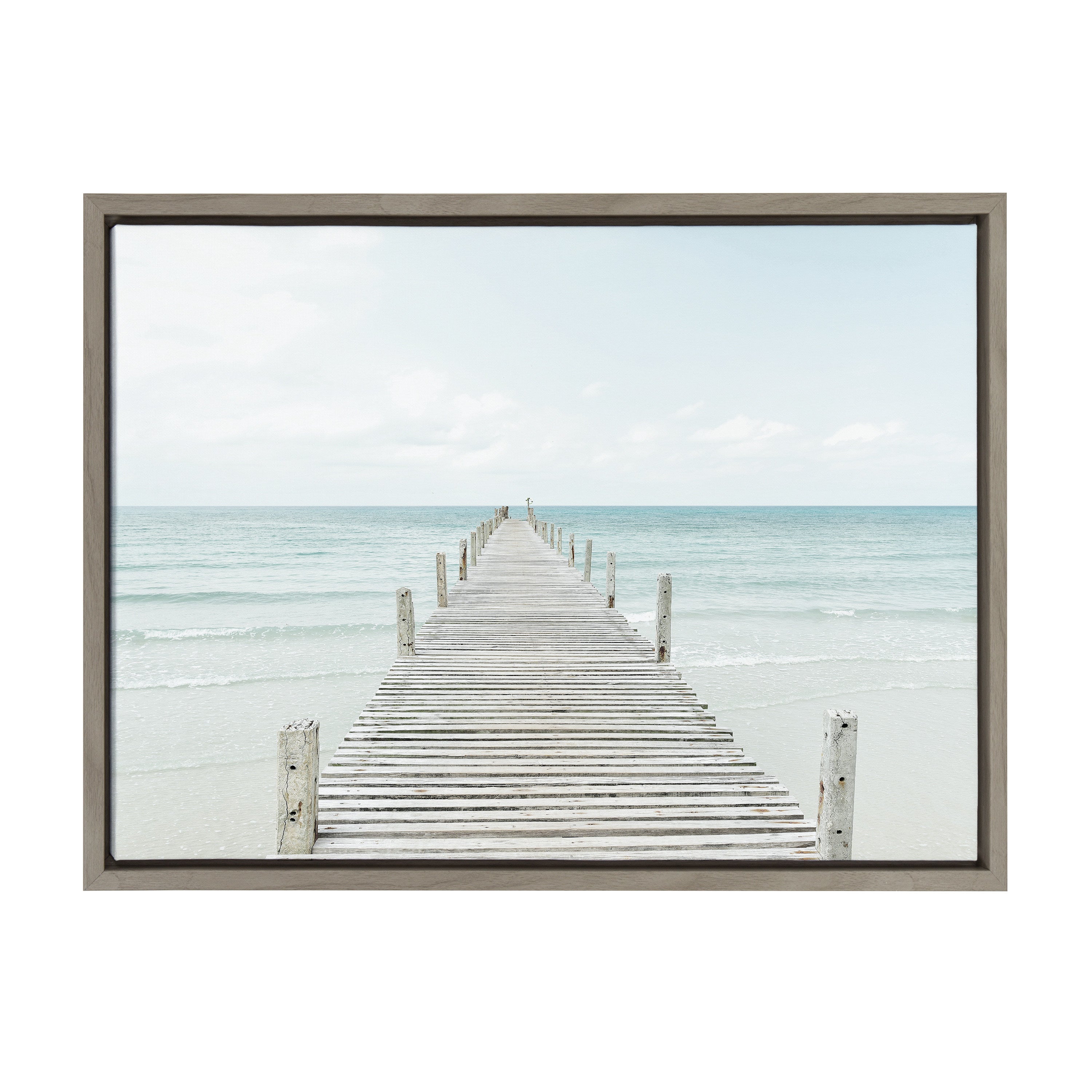 Sylvie Wooden Pier on Beach Framed Canvas by Amy Peterson Art Studio by kateandlaurel - product image 8 for Resin Society