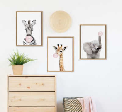 Sylvie Bubble Gum Elephant Framed Canvas by Amy Peterson Art Studio by kateandlaurel - product image 5 for Resin Society