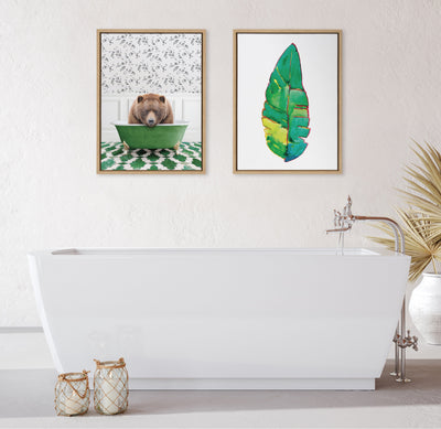 Sylvie Big Bear In Eclectic Green Bath Framed Canvas by kateandlaurel - product image 5 for Resin Society