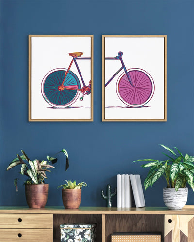 Sylvie Colorful Bike Left and Right Framed Canvas Set by kateandlaurel - product image 5 for Resin Society