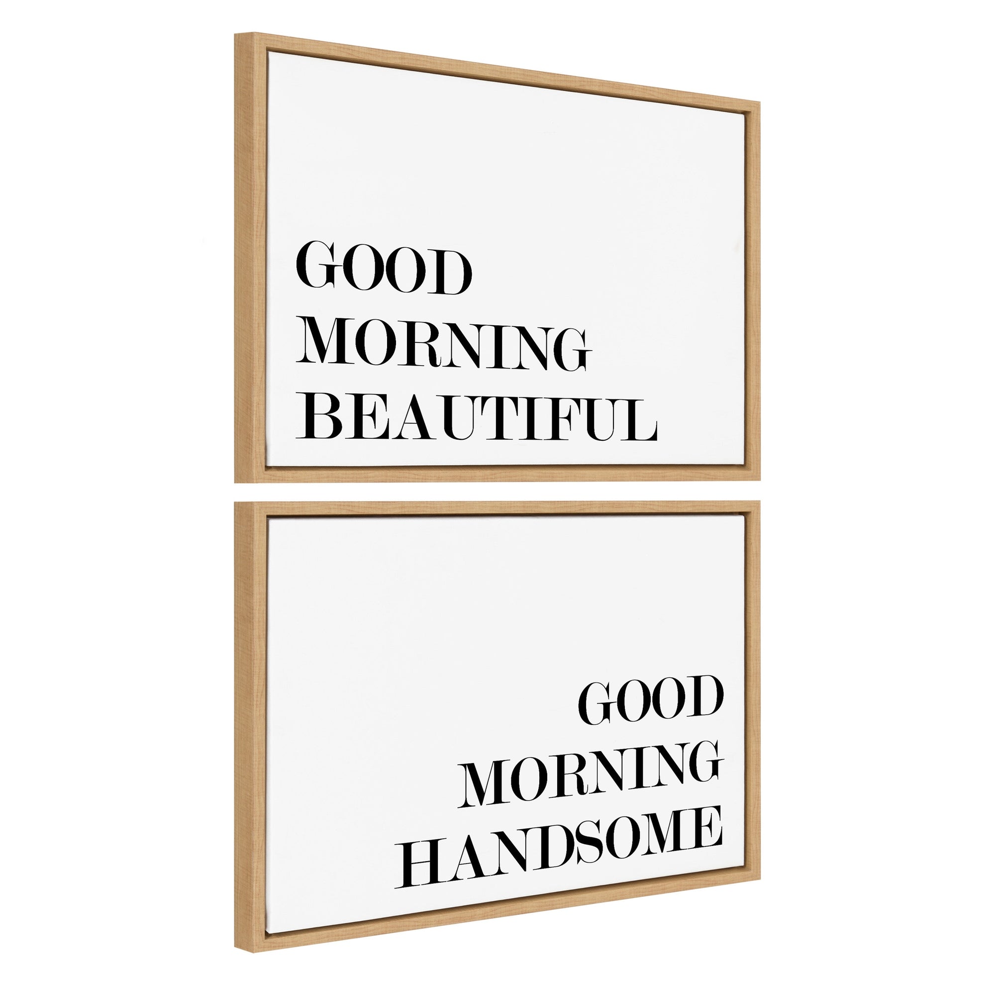Sylvie Good Morning Beautiful and Good Morning Handsome Framed Canvas Art Set by Maggie Price