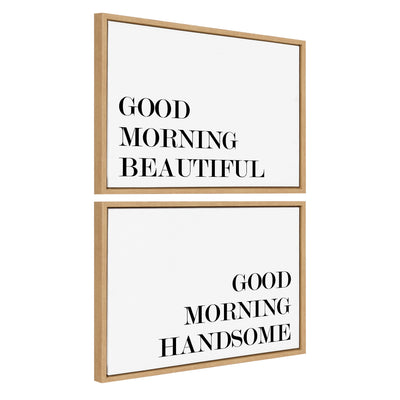 Sylvie Good Morning Beautiful and Good Morning Handsome Framed Canvas Art Set by Maggie Price