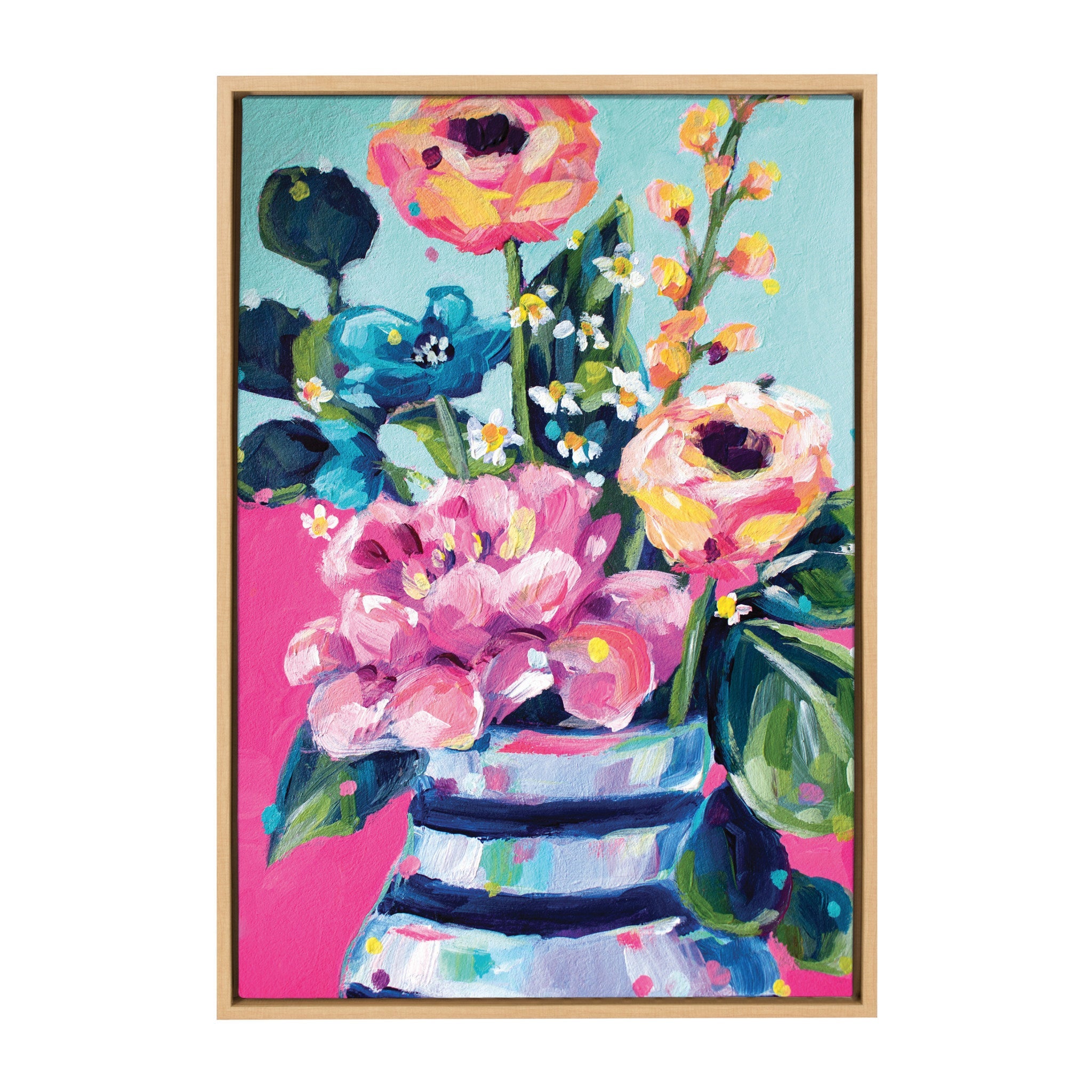Sylvie Miss Mabel's Summer Bouquet Framed Canvas by Rachel Christopoulos by kateandlaurel - main product image for Resin Society