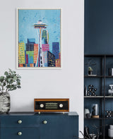 Sylvie Seattle Space Needle Framed Canvas by Rachel Christopoulos by kateandlaurel - product image 5 for Resin Society