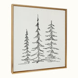 Sylvie Minimalist Evergreen Trees Sketch Framed Canvas