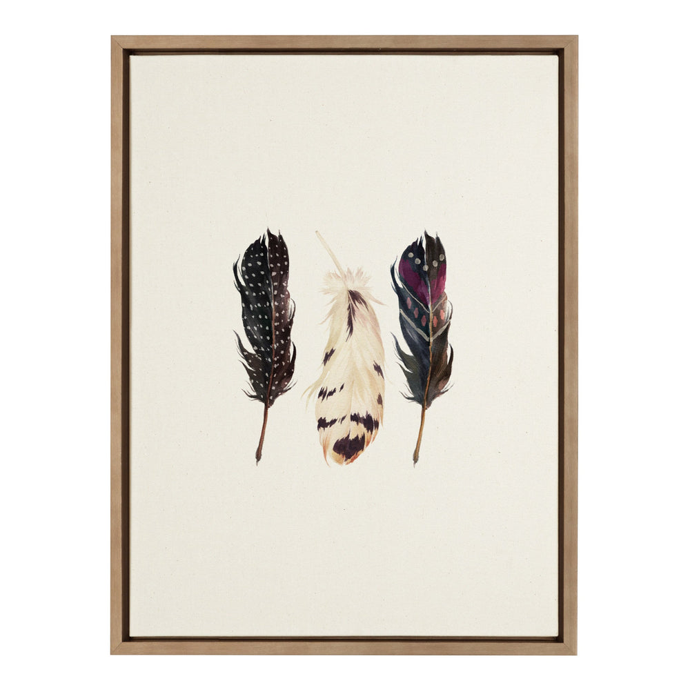 Sylvie Just Three Feathers Framed Canvas by kateandlaurel - main product image for Resin Society