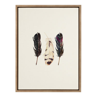 Sylvie Just Three Feathers Framed Canvas by kateandlaurel - main product image for Resin Society