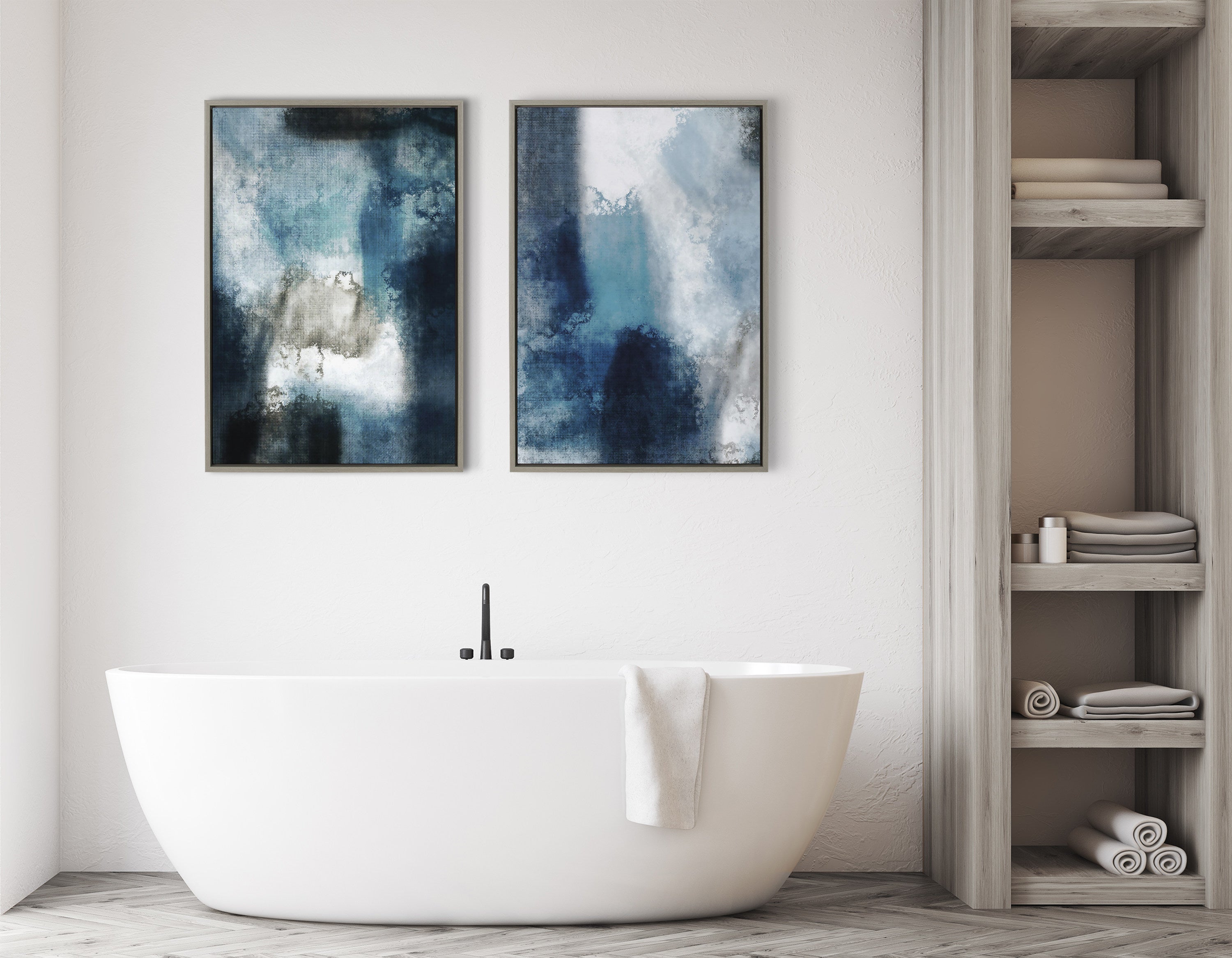 Sylvie Aqua Abstract 1 Framed Canvas by kateandlaurel - product image 18 for Resin Society