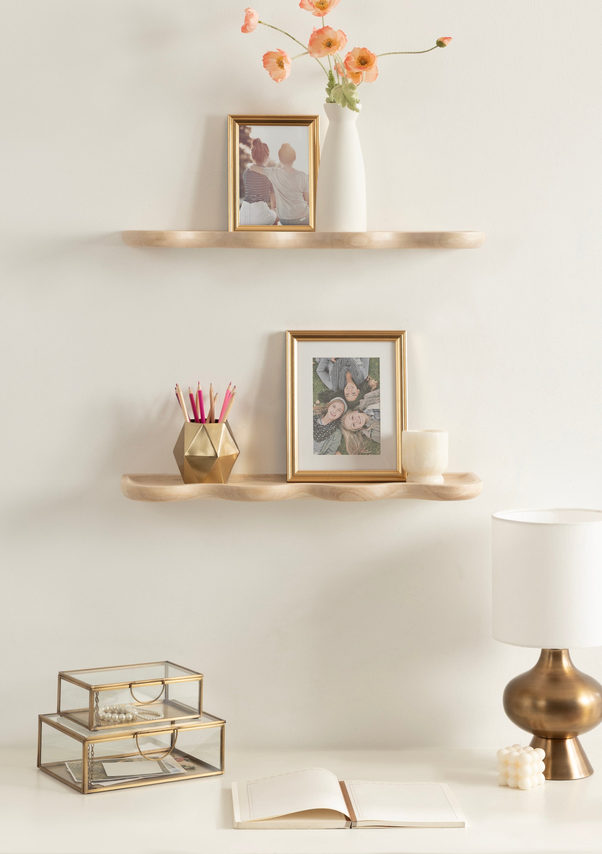 Alezar Wood Shelf Set