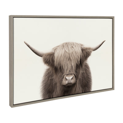 Sylvie Hey Dude Highland Cow Color Framed Canvas by The Creative Bunch