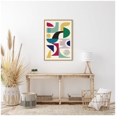 Sylvie MCM Retro Abstract Patttern Framed Canvas by Rachel Lee
