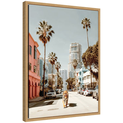 Sylvie California Tiger Roaming through Palm Springs Framed Canvas by Michael Schauer