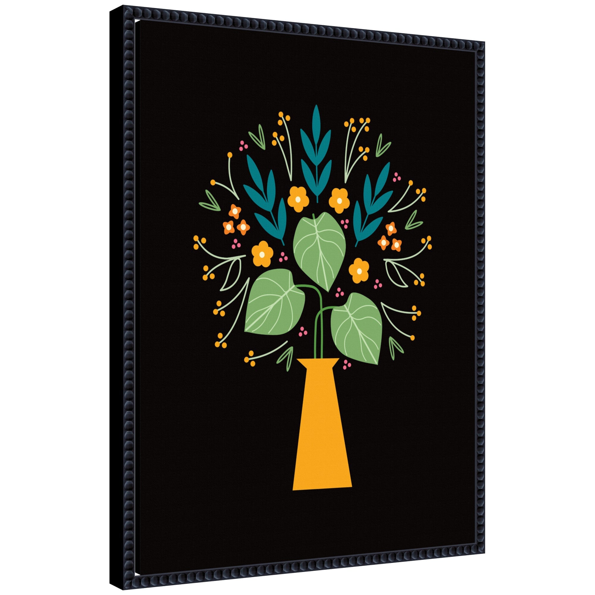 Sylvie Floral Yellow Vase Framed Canvas by Amber Leaders