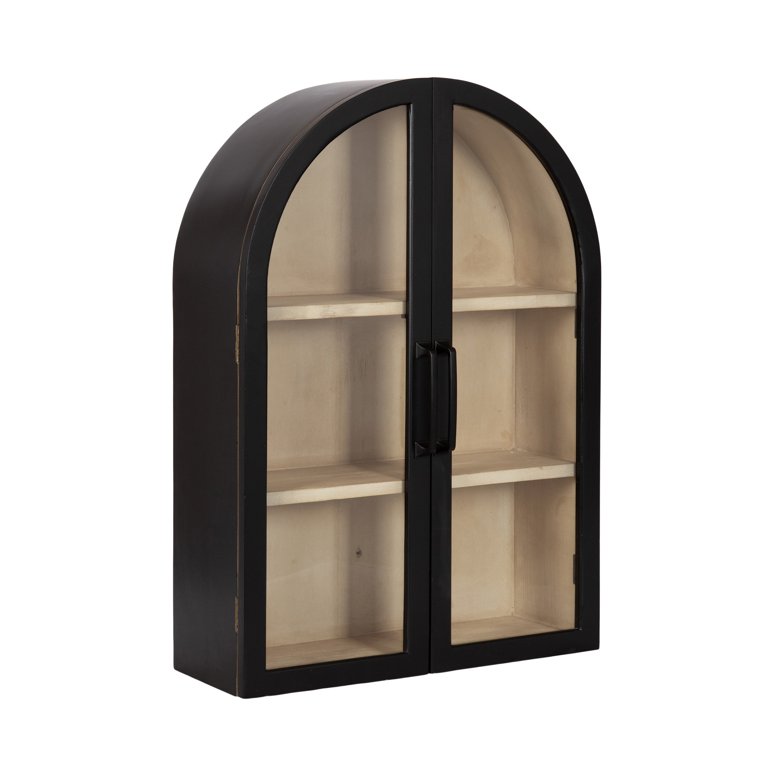 Arcott Arch Wall Cabinet with glass door hanging on wall