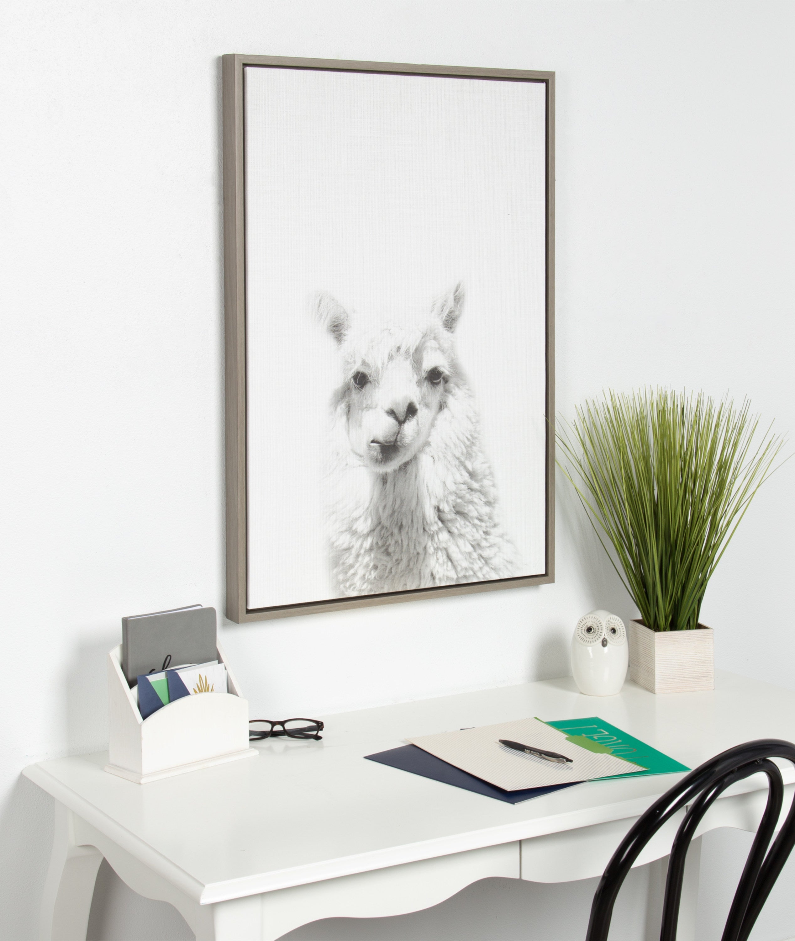 Sylvie Alpaca Framed Canvas by Simon Te of Tai Prints