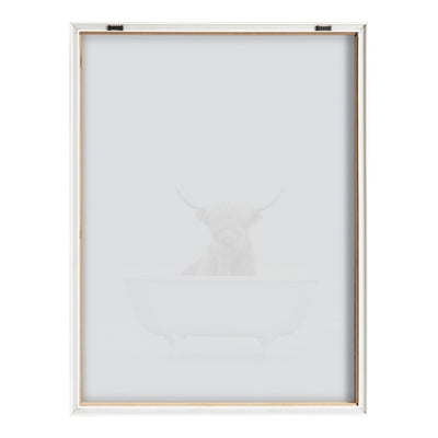 Blake Highland Cow Solo Bathtub Framed Printed Glass by Amy Peterson Art Studio