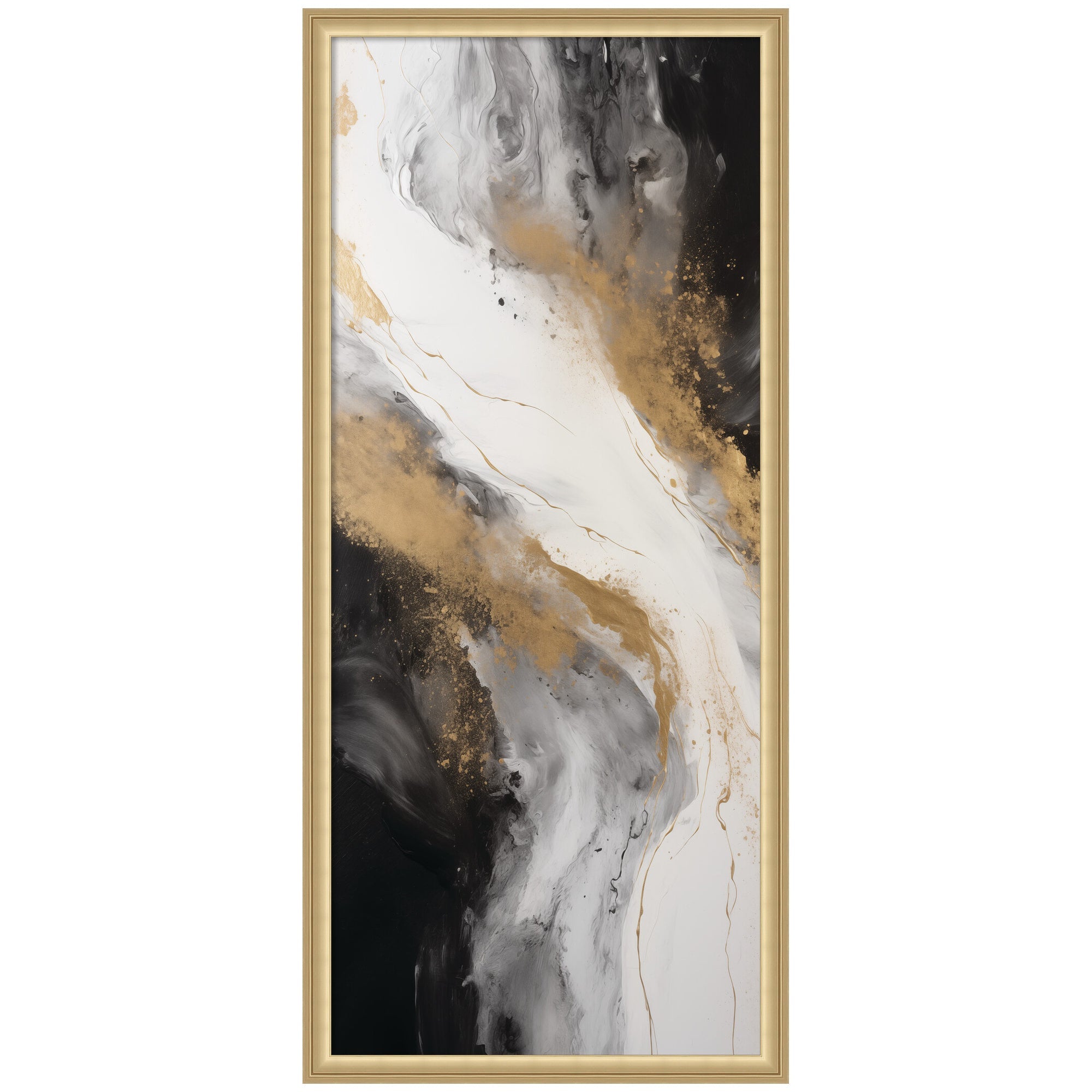 Framed abstract wall art print with modern elegant design in Florence Gold frame