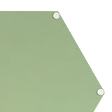 Hexagonal decorative tray in muted sage green with three shiny round metal feet at edges, shown flat on a white background.
