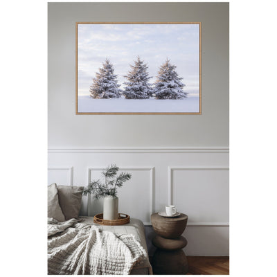 Sylvie Beaded Snowy Pine Trees Framed Canvas
