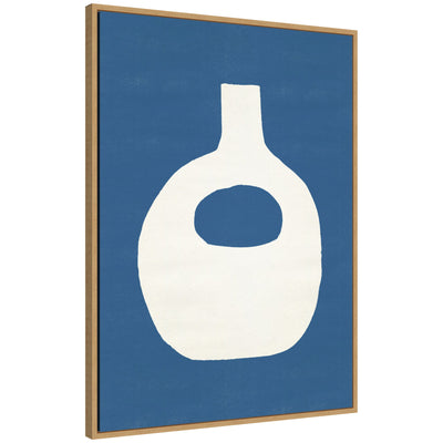 Sylvie Ceramic Blue Beige 3 Framed Canvas by Rocket Jack