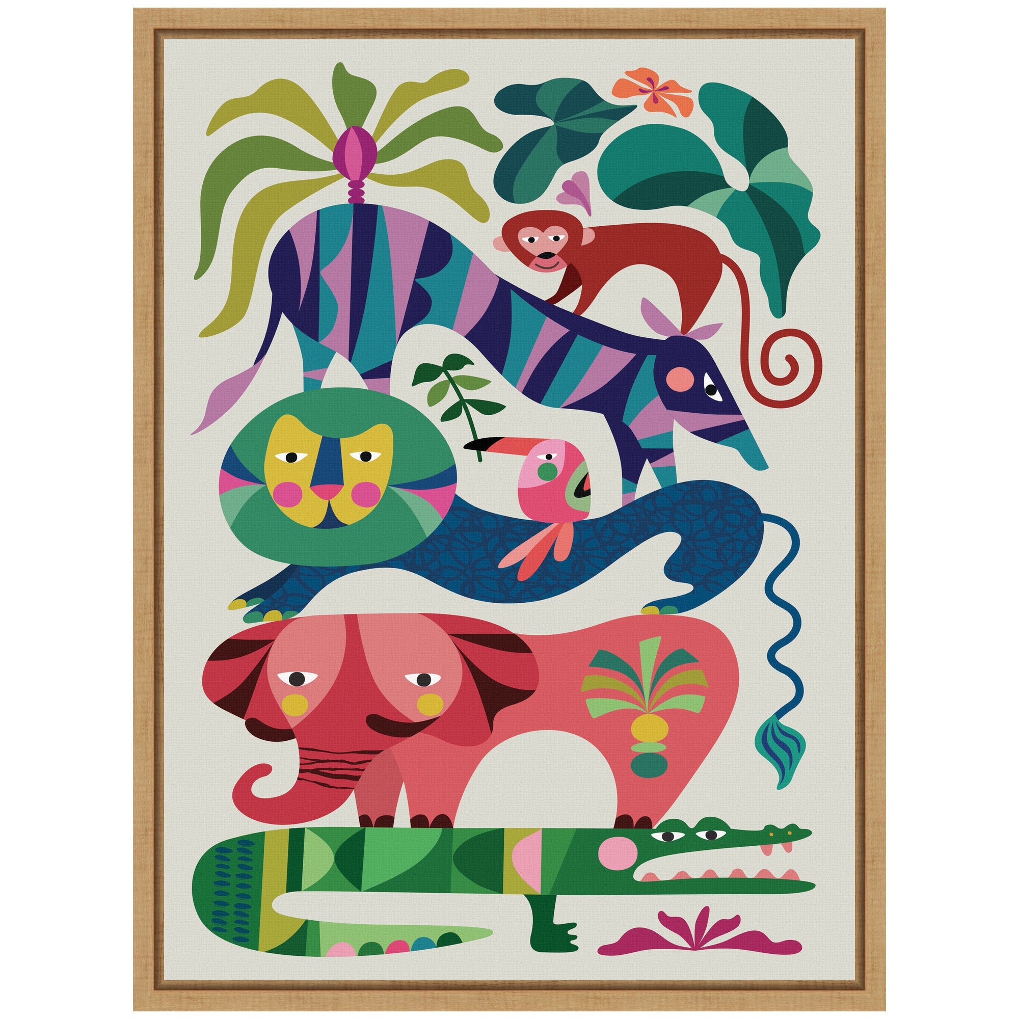 Sylvie Safari Animals Framed Canvas by Rachel Lee