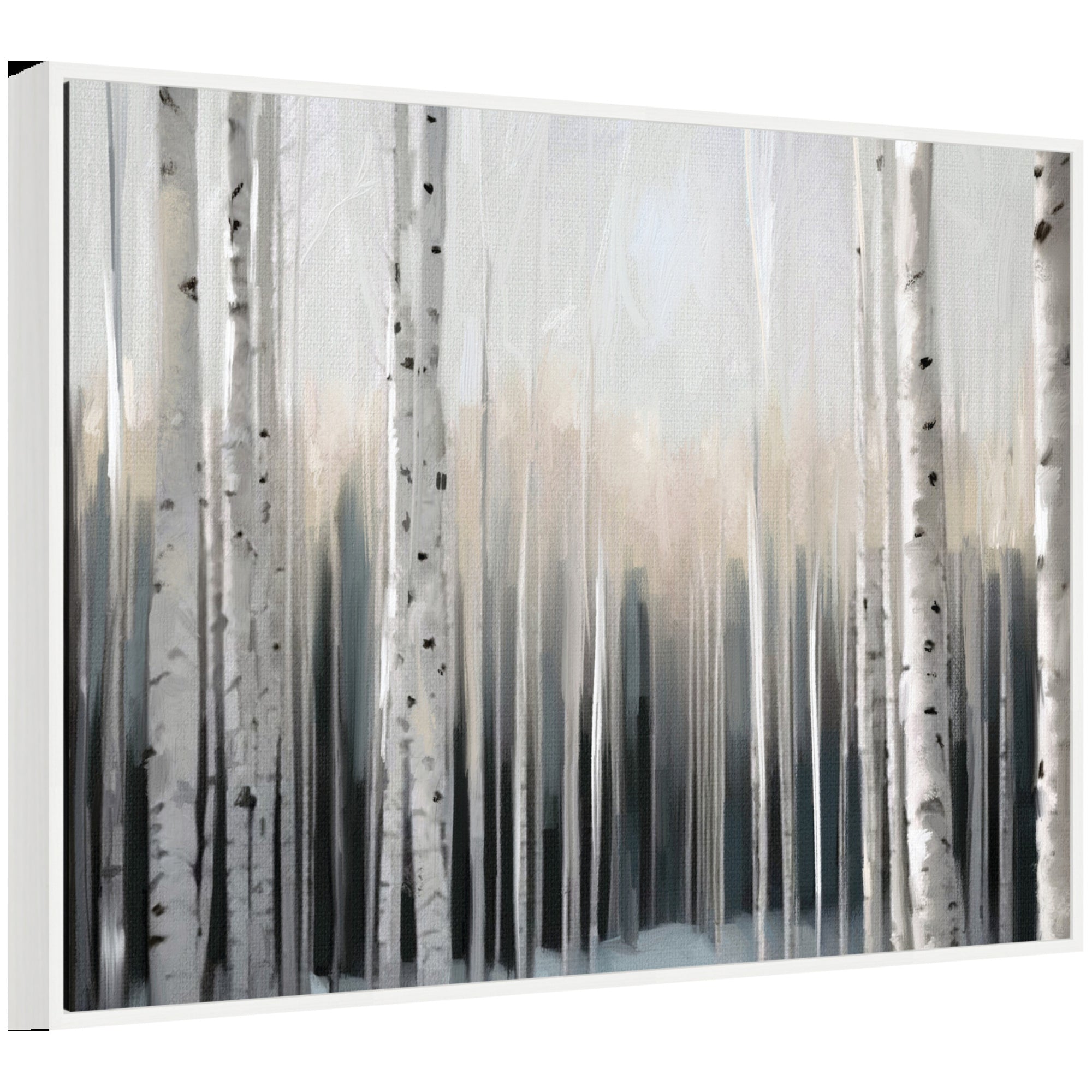 Sylvie Birch Tree Glow Framed Canvas by Mary Sparrow