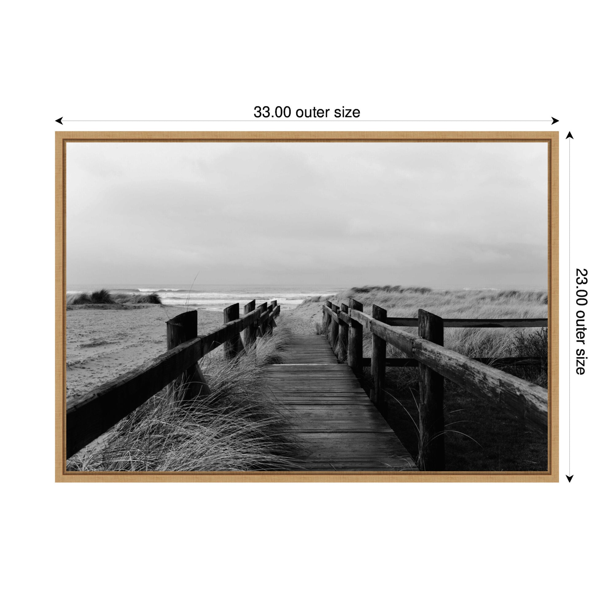 Sylvie Coastal Beach Boardwalk Black and White Framed Canvas by Patricia Hasz