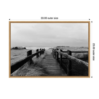 Sylvie Coastal Beach Boardwalk Black and White Framed Canvas by Patricia Hasz